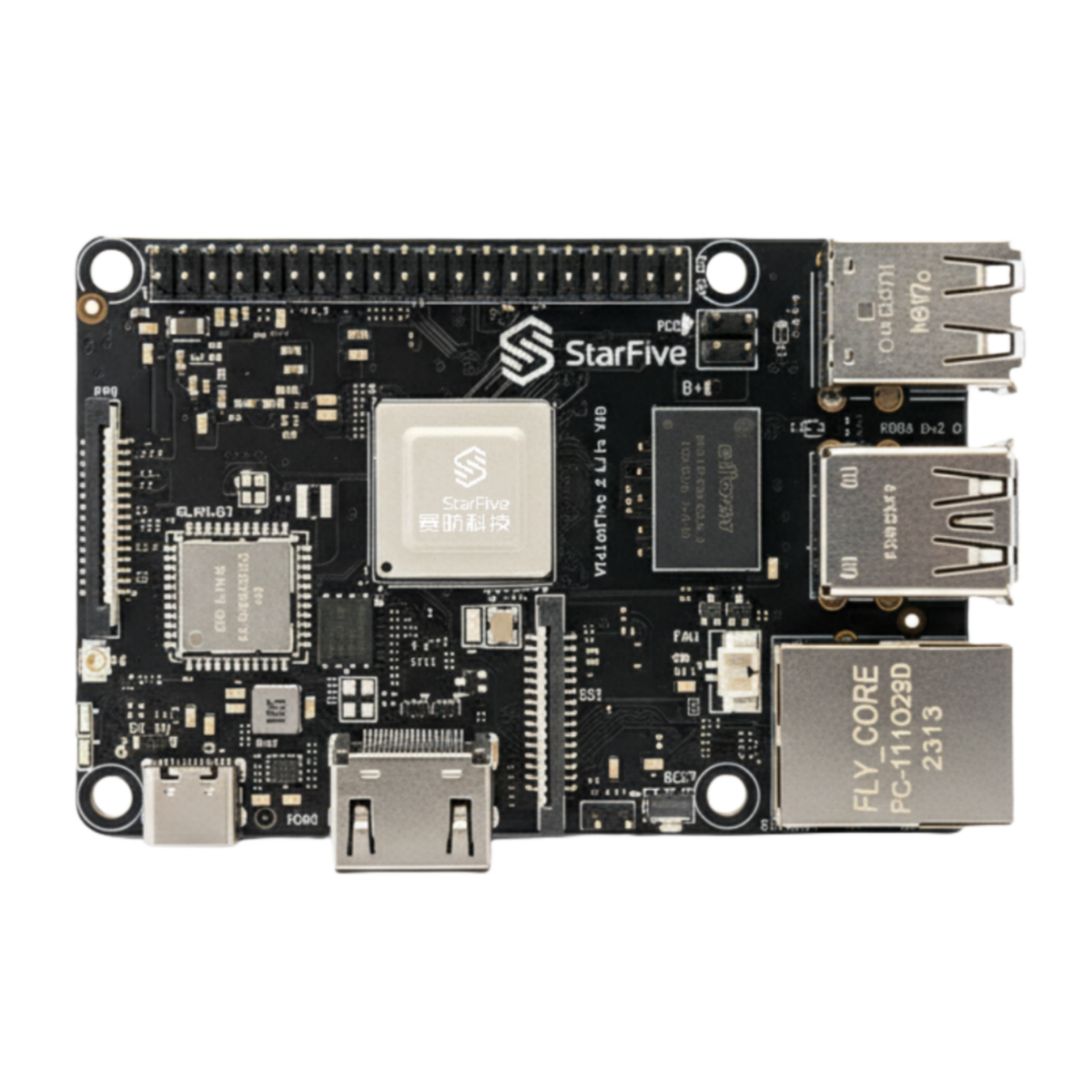 StarFive VisionFive 2 Lite, 4-Core 64-Bit RISC-V Dev Board, 2GB LPDDR4, 4K@60 HDMI, PCIe 2.0 NVMe, Wi-Fi 6/BT5.4, Gigabit Ethernet, 40-Pin GPIO, Low-Cost Linux SBC for IoT/Edge Learning