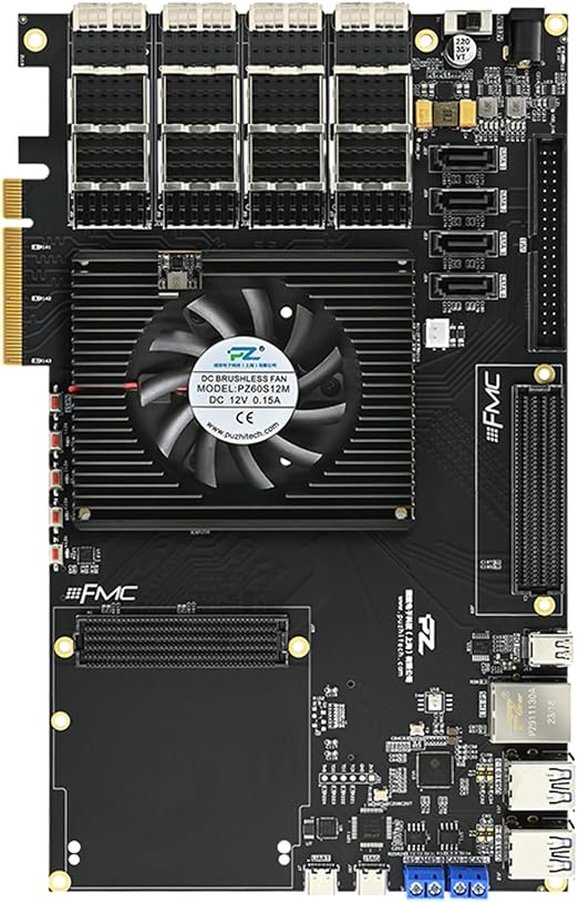 PZ-ZU19EG-KFB Zynq Ultrascale Plus FPGA Board XCZU19EG with 8GB DDR4 4X QSFP 40G PCIe3.0 x8 FMC HPC LPC USB3.0 SATA MIPI SSD for AI SDR Video High Speed IO (PZ-ZU19EG-KFB, FPGA Board)