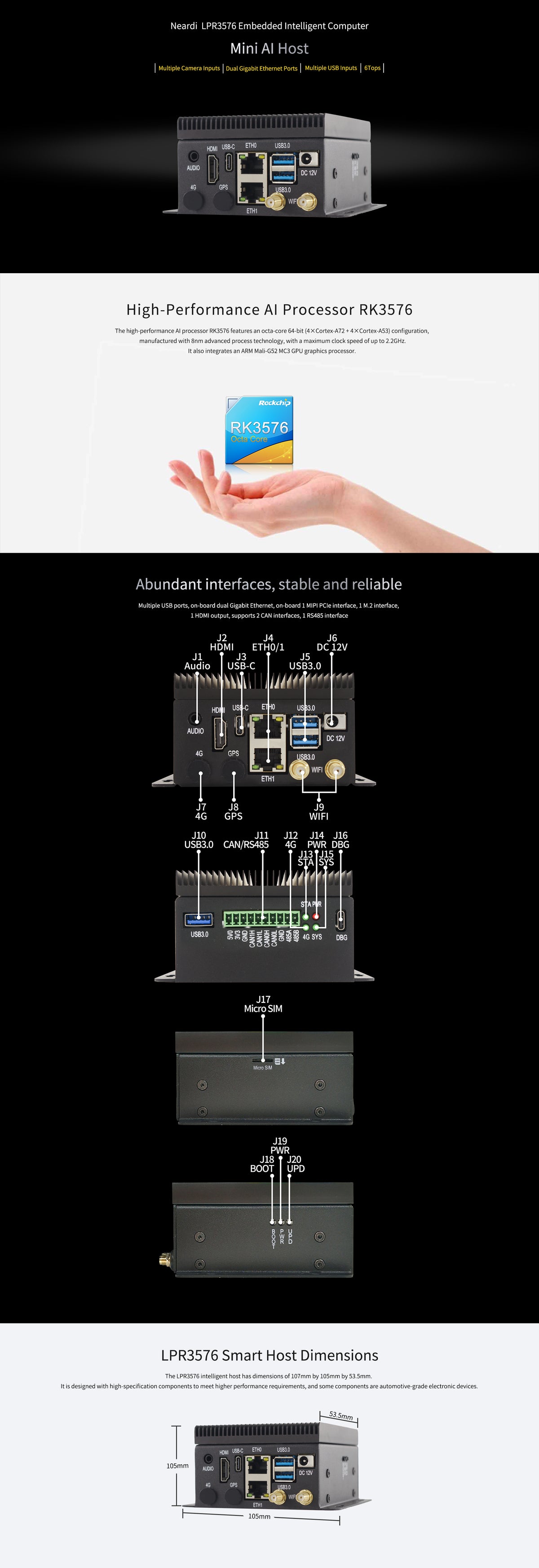 Neardi LPR3576 interfaces, ports and specifications