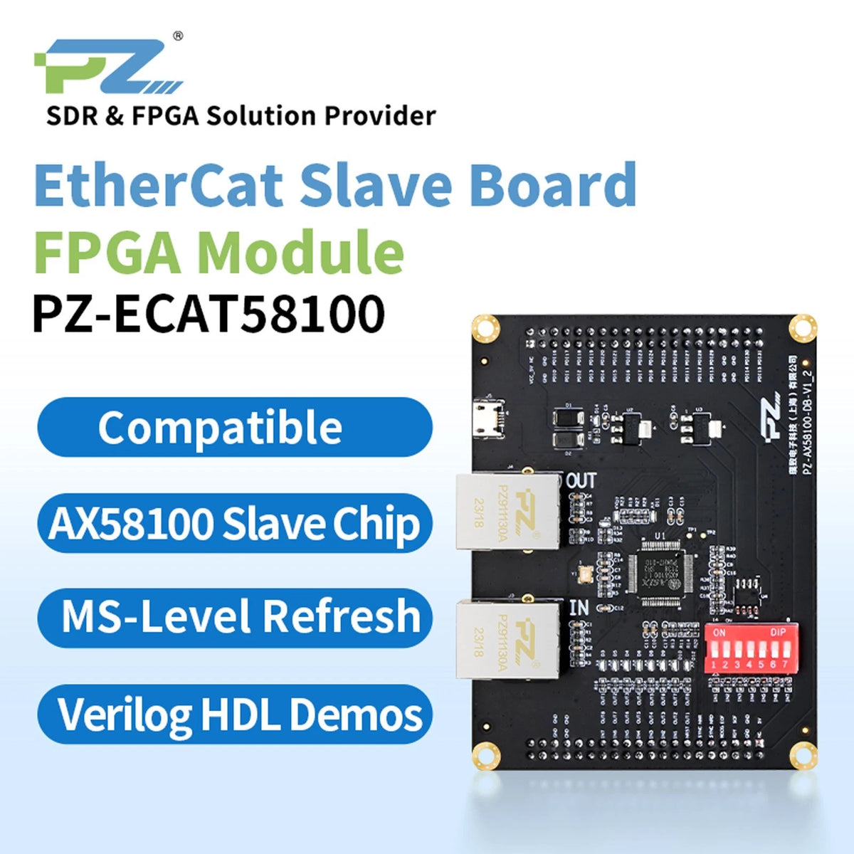 Puzhi Expansion Module EtherCAT Slave Development Board AX58100 Slave 5V/1A