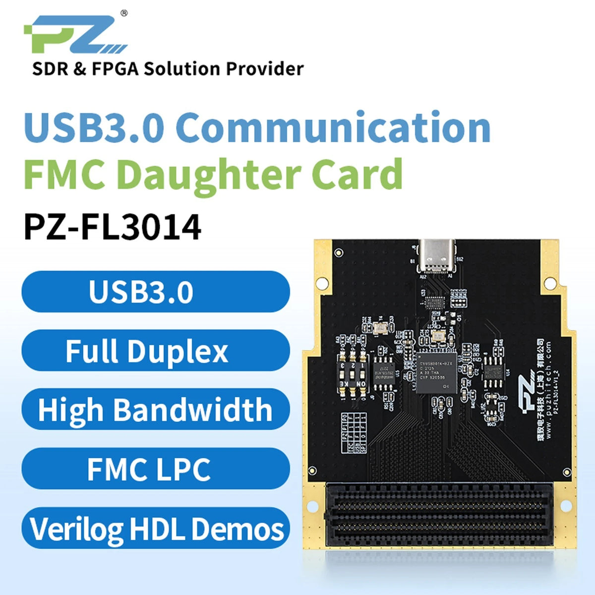 Puzhi FMC Card USB3.0 CYUSB3014 3.2Gb Type-C Expansion Module Limit Speed 3.2Gb